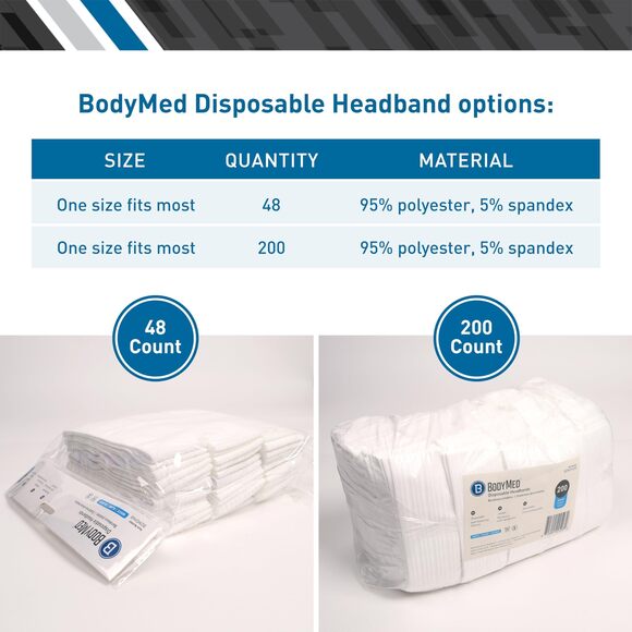 9747 Disposable Medical & Spa Headbands - 200 Count, Easy Closure